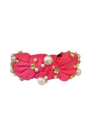 Knotted Pink Pearl & Crystal Decorative Headband